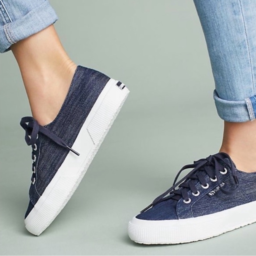 Superga Denim 2750 Platform Sneaker Shoes 7.5